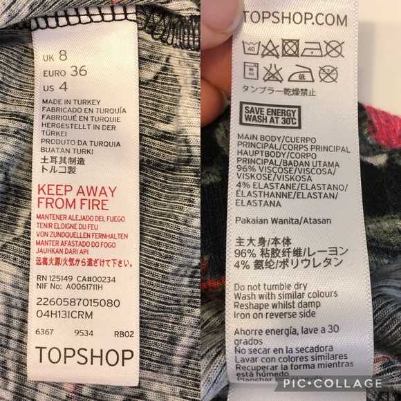 Topshop Black Floral Lace Up Fitted Mini Dress Ribbed Size 4 - Picture 8 of 10